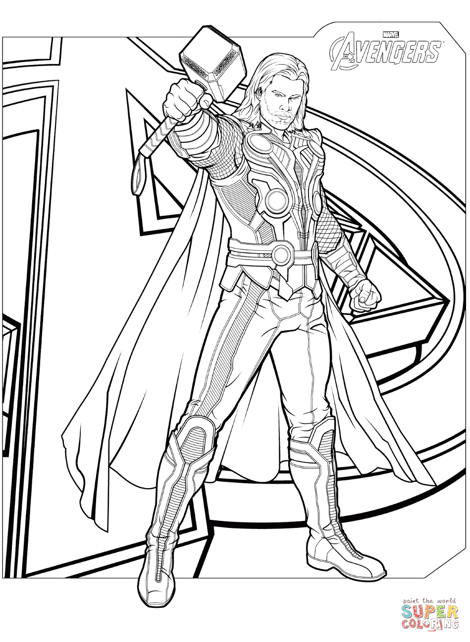 Avengers thor coloring page free printable coloring pages