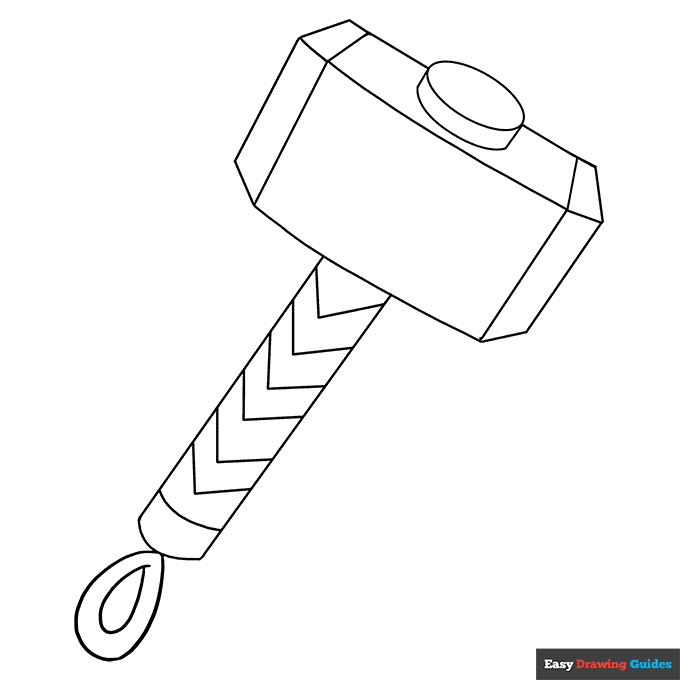 Thors hammer coloring page easy drawing guides