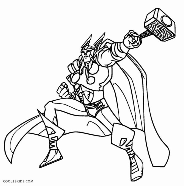 Printable thor coloring pages for kids coolbkids superhero coloring pages superhero coloring coloring pages