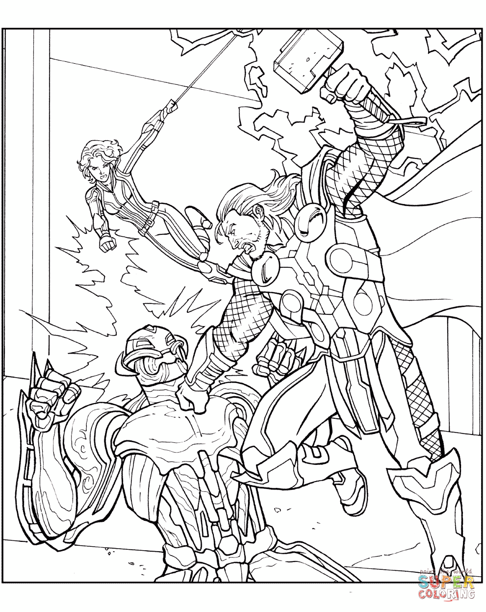 Thor vs chitauri coloring page free printable coloring pages