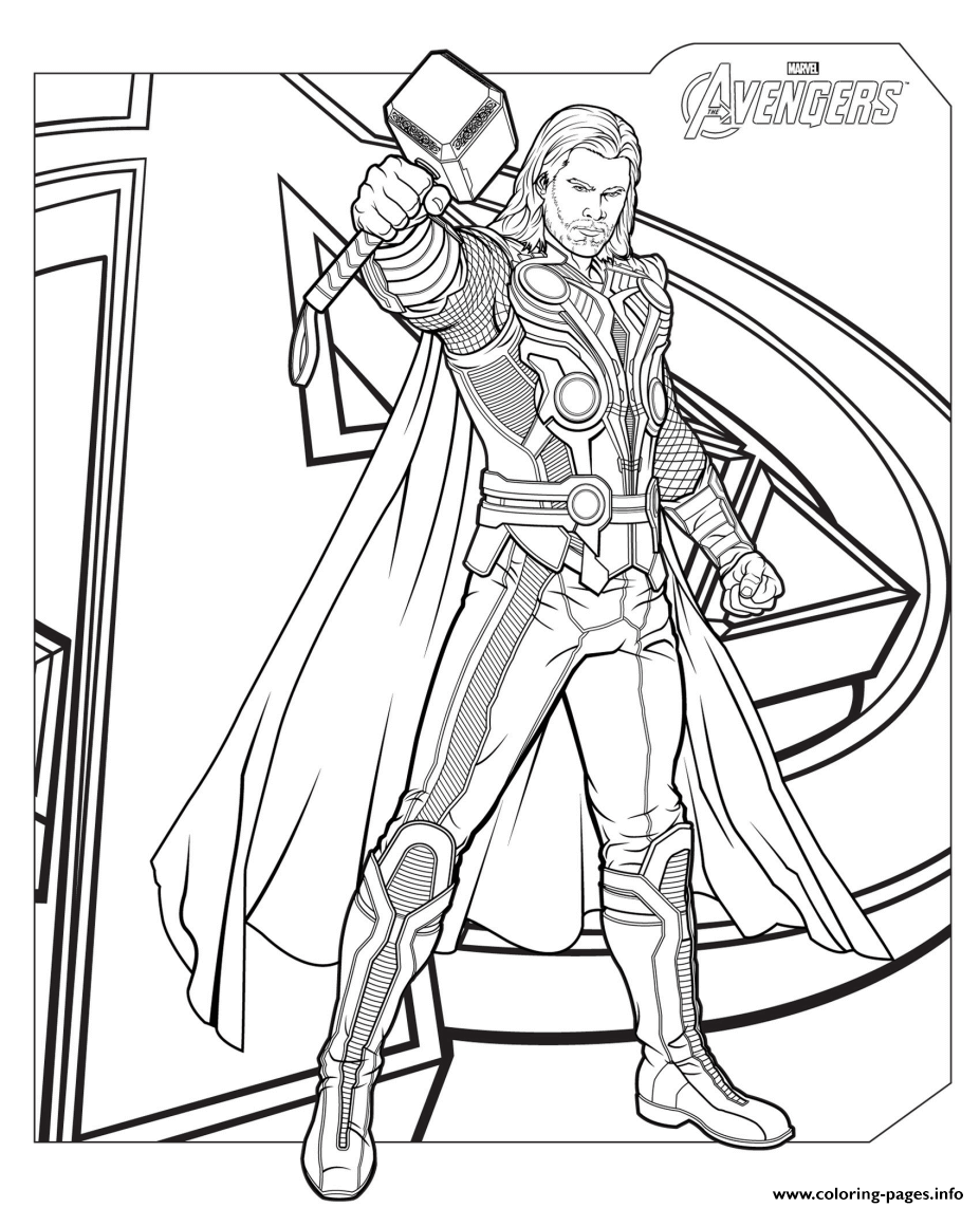 Marvel avengers thor coloring page printable