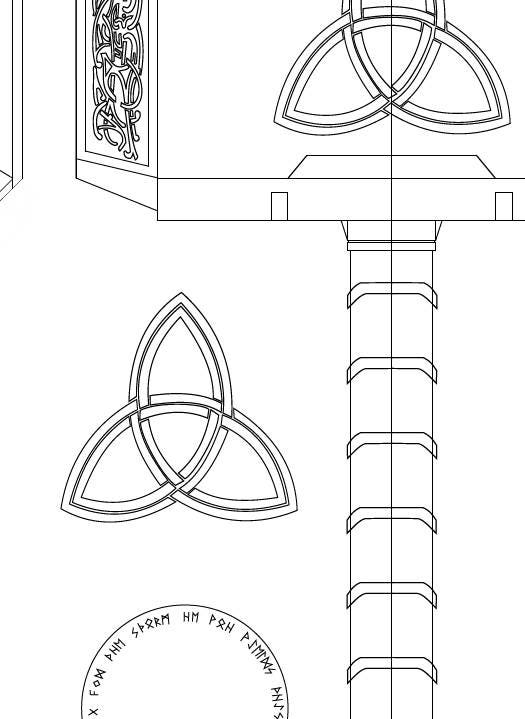 Mjolnir digital reference drawing for prop making