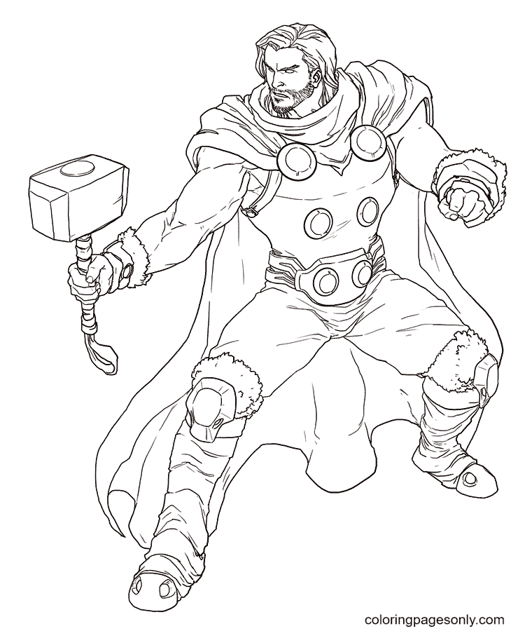 Thor hammer coloring page