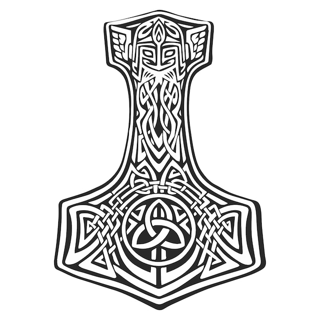 Premium vector mjellner thor s hammer vector illustration in graphic style clipart tattoo hammer of god