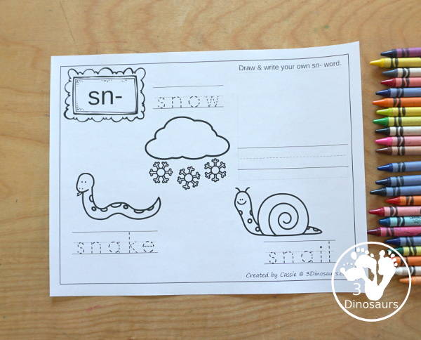 Free blends coloring pages sk sl sm sn dinosaurs