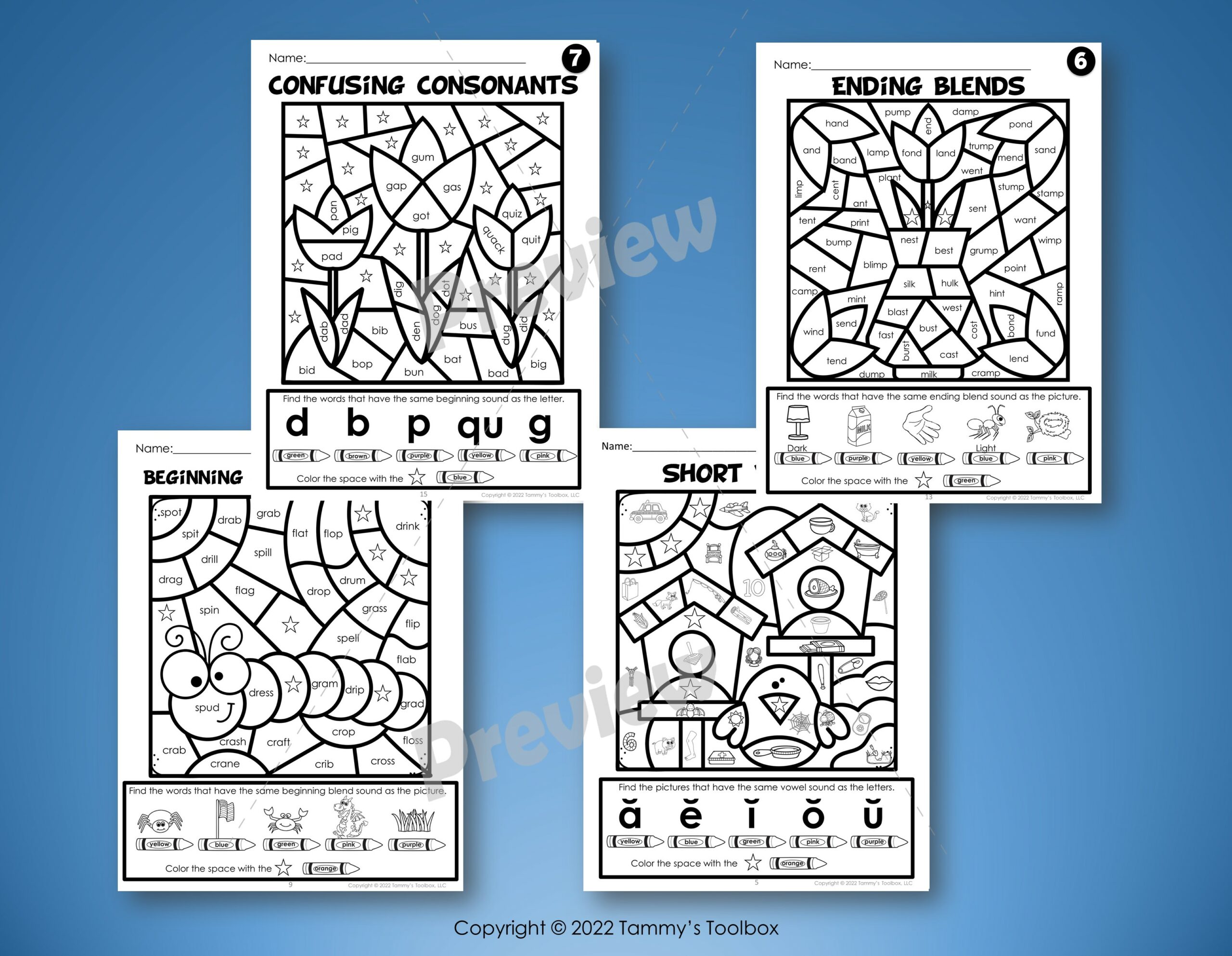 Phonics sound coloring sheets for phonemic awareness made by teachers