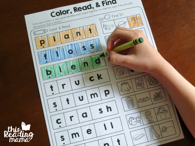 Color the blends phonics pages