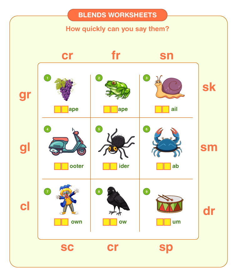 Blends worksheets download free printables for kids