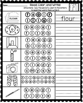 L blends worksheets phonics practice pages