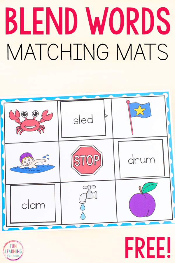 Blend words matching mats free printable