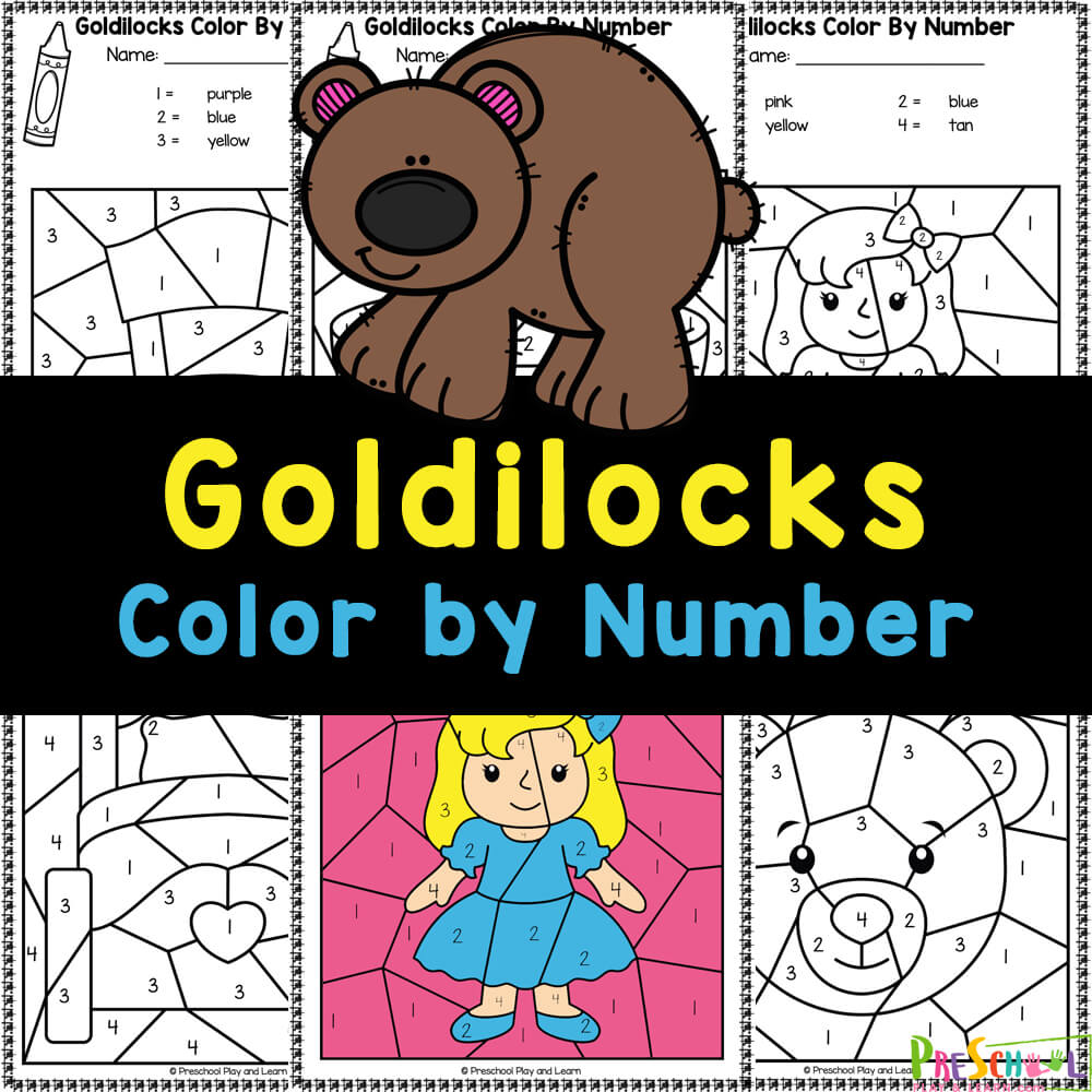 Goldilocks and the three bears color by number worksheets