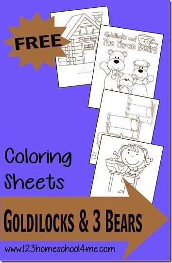 Goldilocks and the three bears coloring page