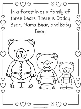 Goldilocks and the three bears coloring worksheets reader tpt