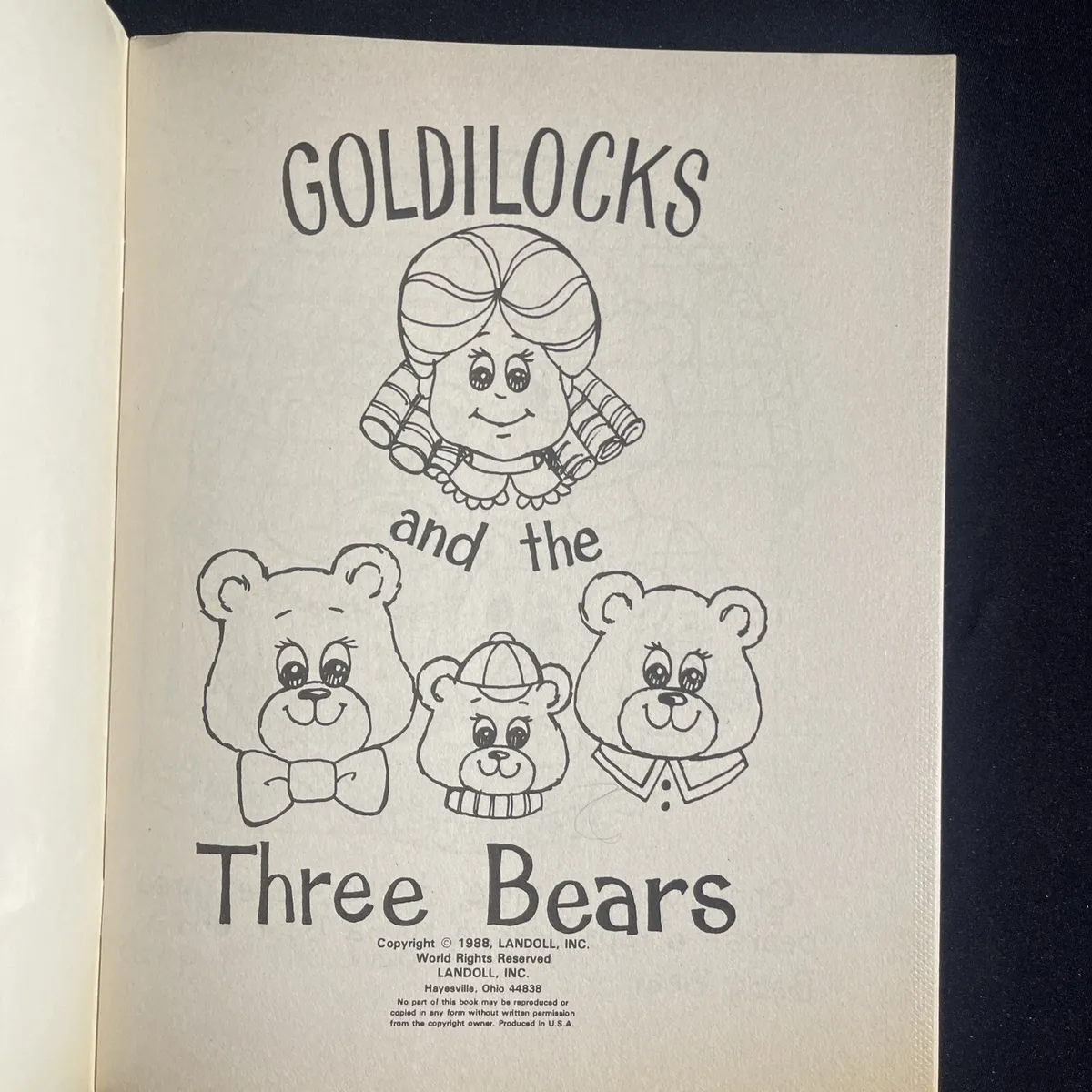 Vtg goldilocks and the three bears coloring book activity booklet landoll