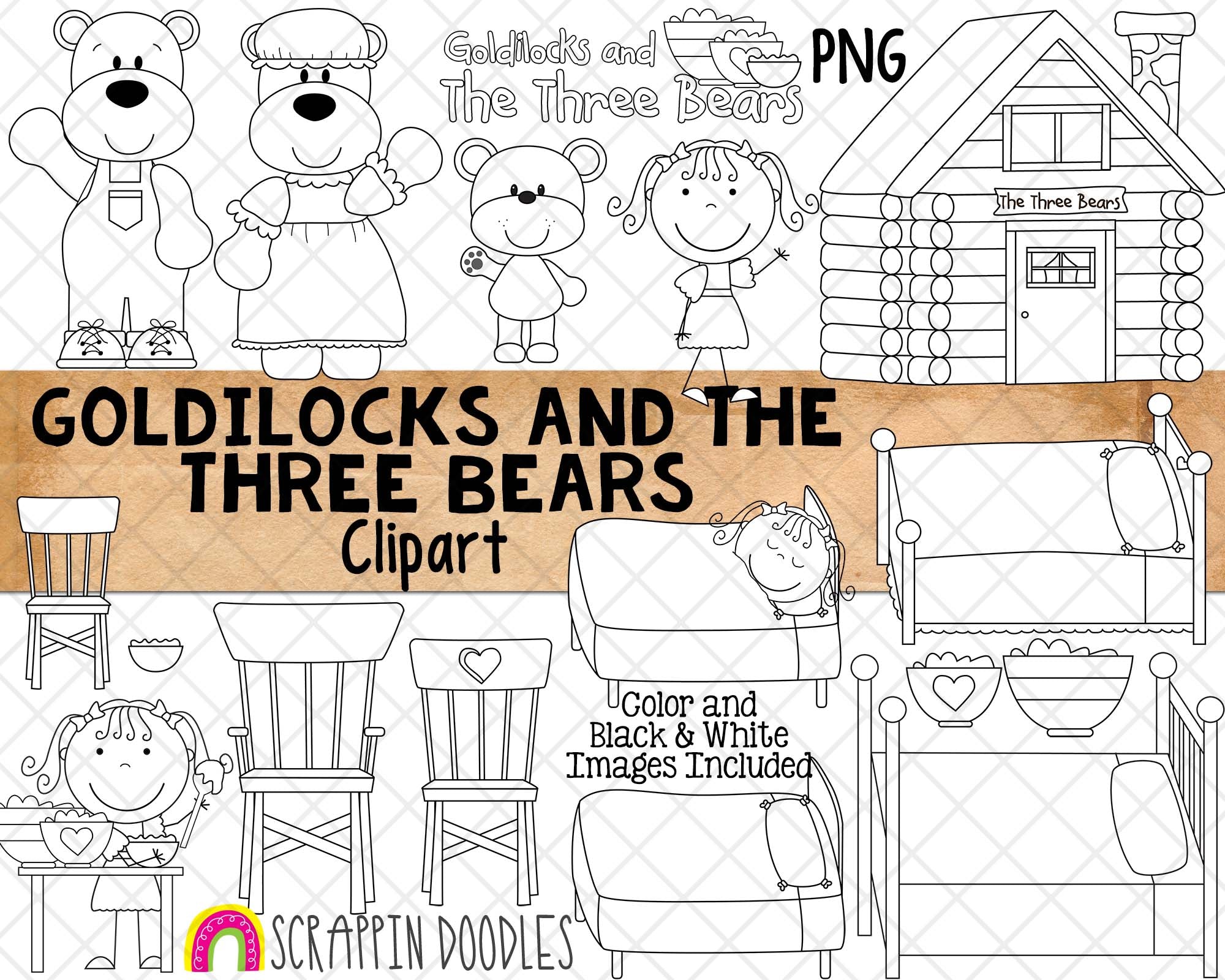 Goldilocks and the three bears clipart