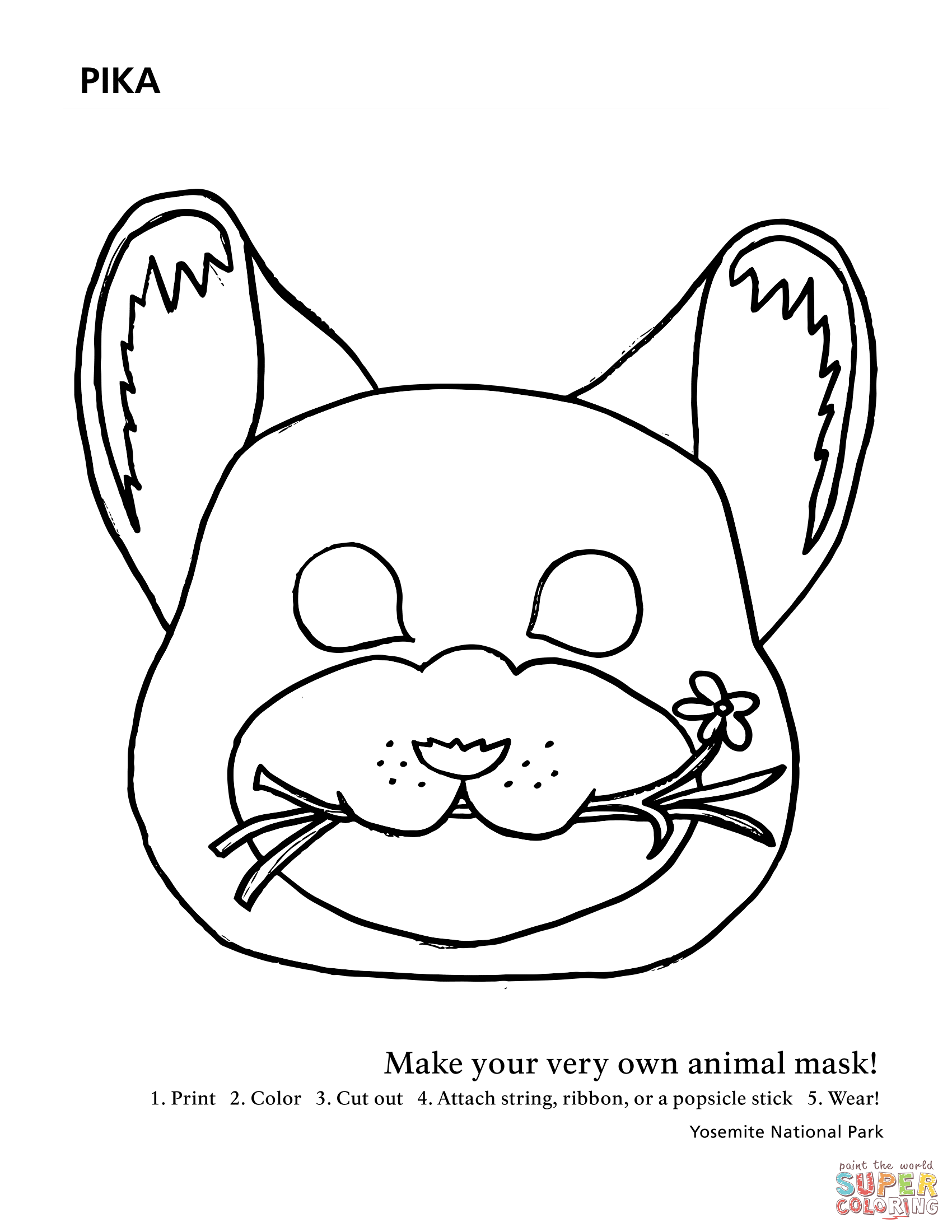 Pika mask coloring page free printable coloring pages