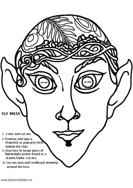 Coloring page elf mask