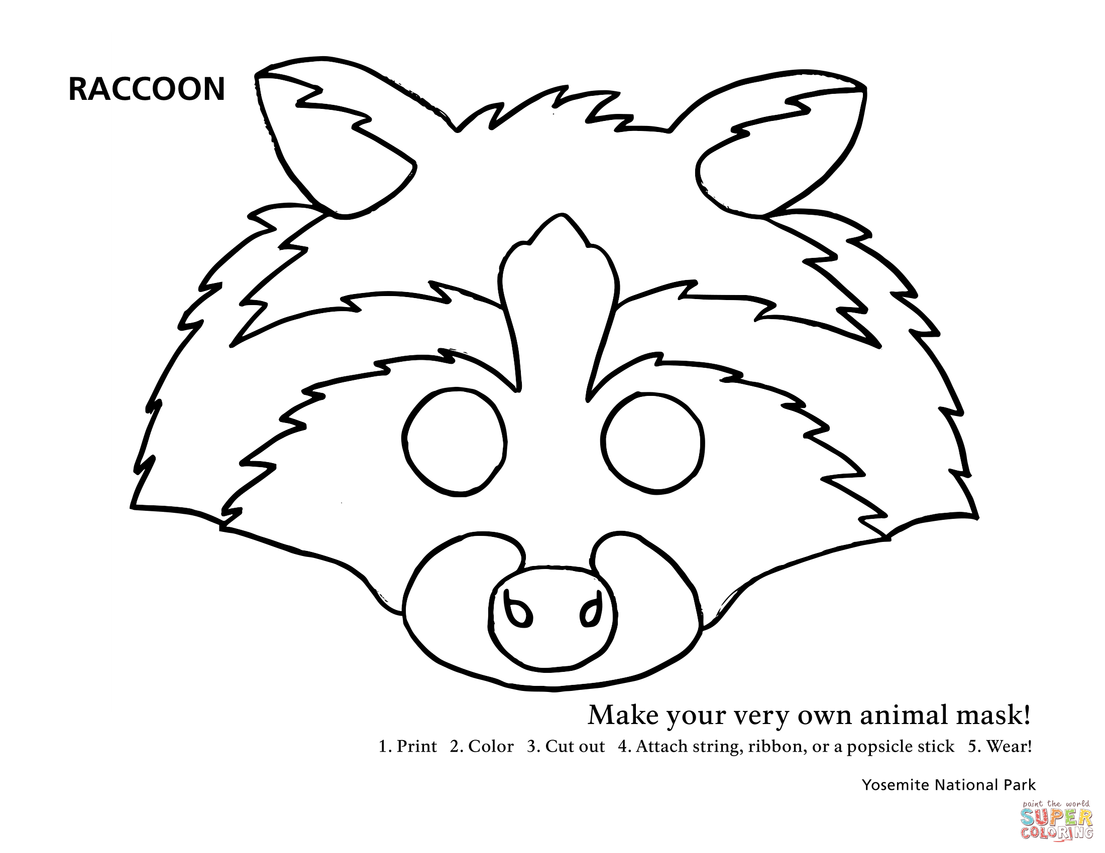 Raccoon mask coloring page free printable coloring pages