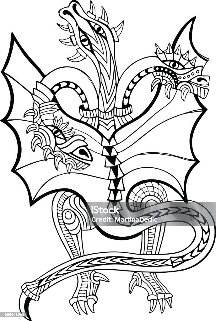 Threeheaded dragon stock illustration