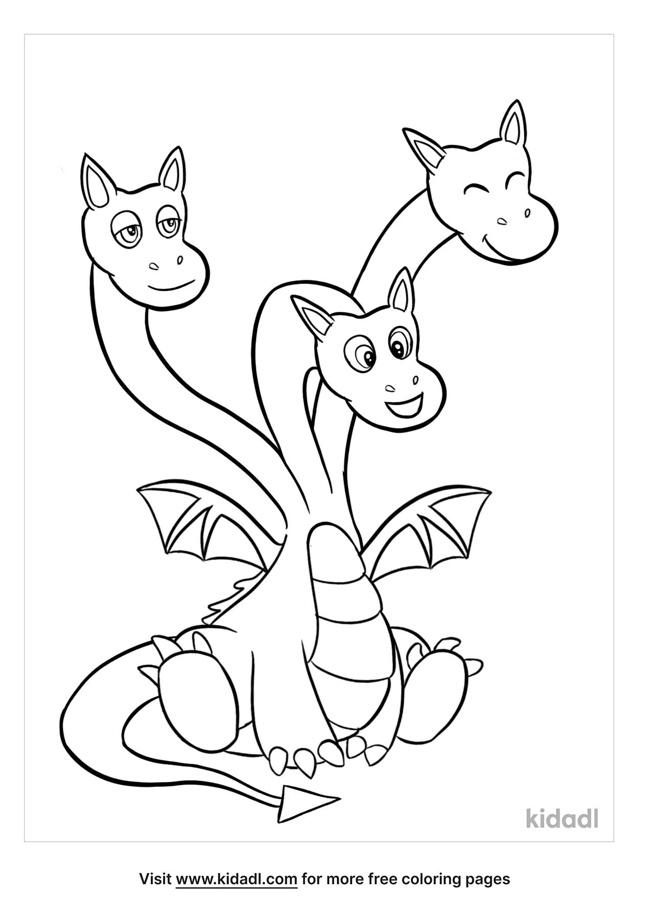 Free headed dragon coloring page coloring page printables