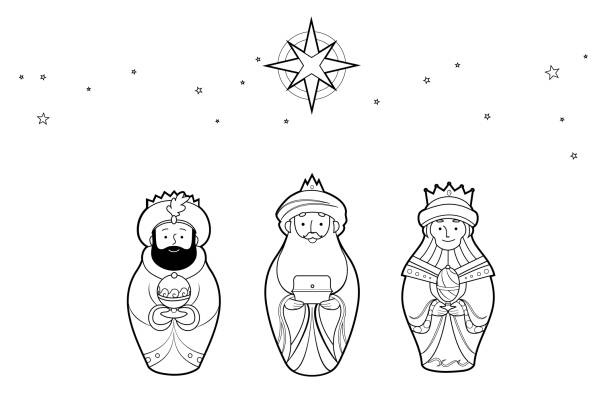 Three kings day drawings stock illustrations royalty