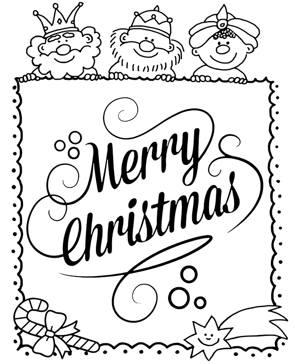 Three magi coloring page for christmas