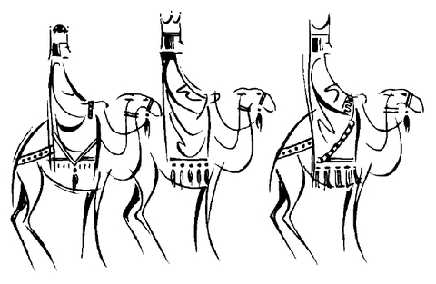 Three kings on camels coloring page free printable coloring pages