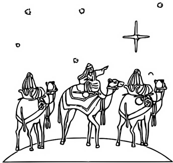 Coloring page epiphany three kings on camels