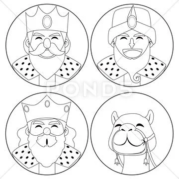 Three kings and camel coloring royalty free
