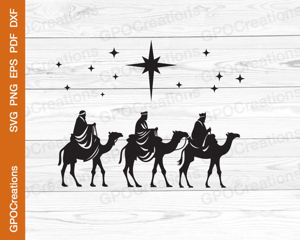 Three kings svg nativity svg three wise men svg bethlehem svg christmas star svg bethlehem cut file christmas nativity scene svg dxf