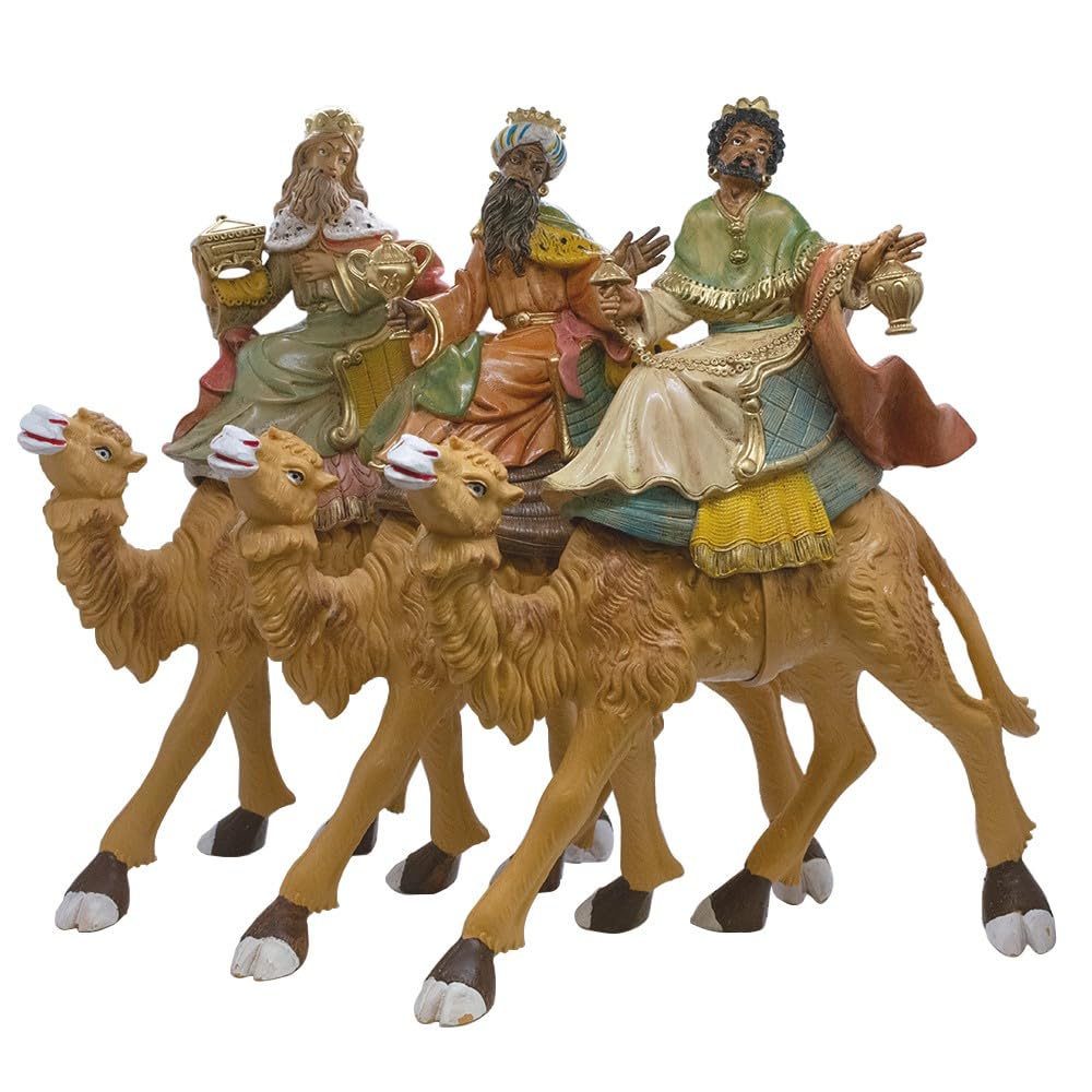 Set of three wise men on camels tall add to creche manger scene caspar melchior or balthasar great christian holiday home decoration for christmas made