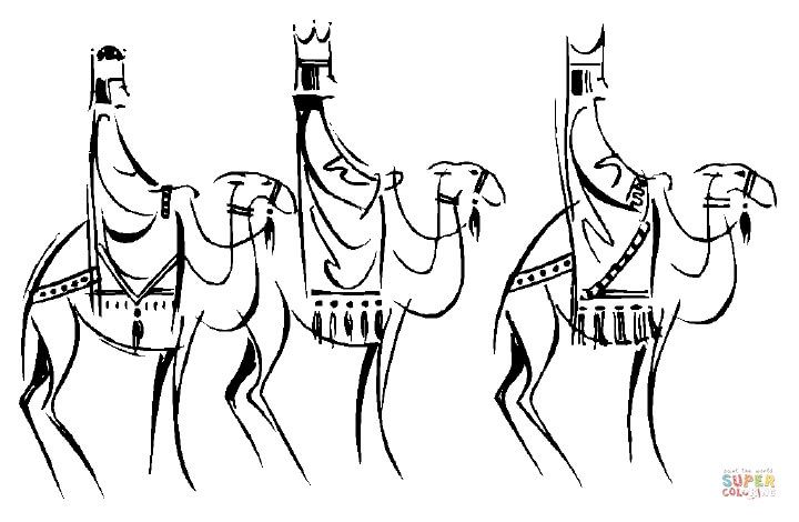 Three kings on camels coloring page free printable coloring pages in free christmas coloring pages three kings three wise men