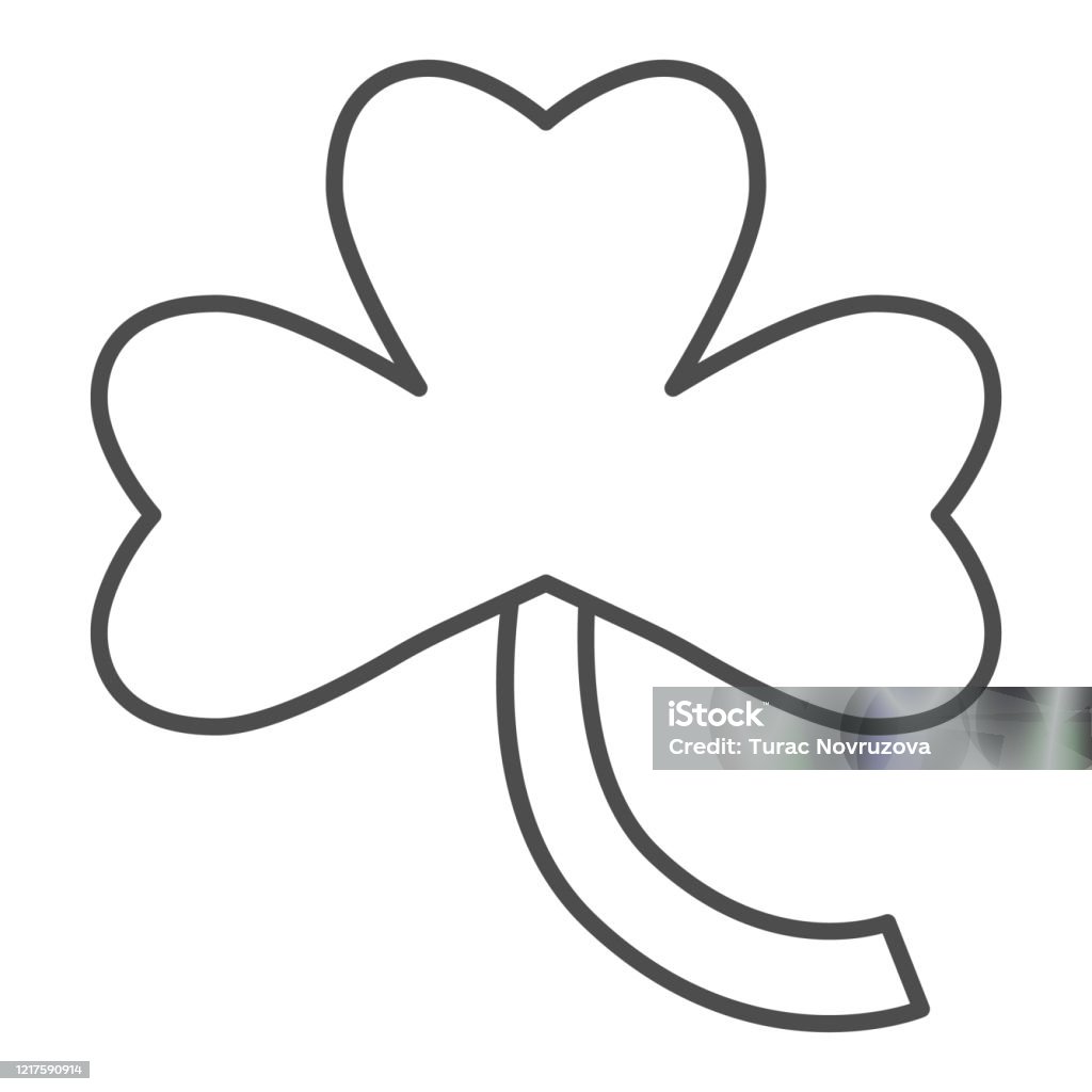 Three leaf clover thin line icon irish shamrock plant leaf outline style pictogram on white background floral saint patrick day signs for mobile concept and web design vector graphics stock illustration