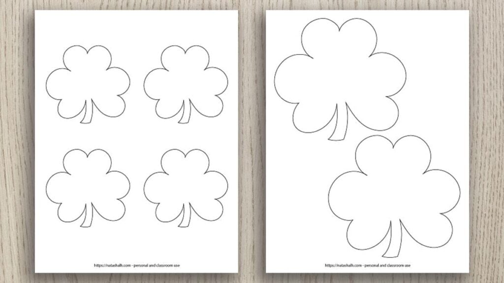 Free printable shamrock templates includes green shamrocks