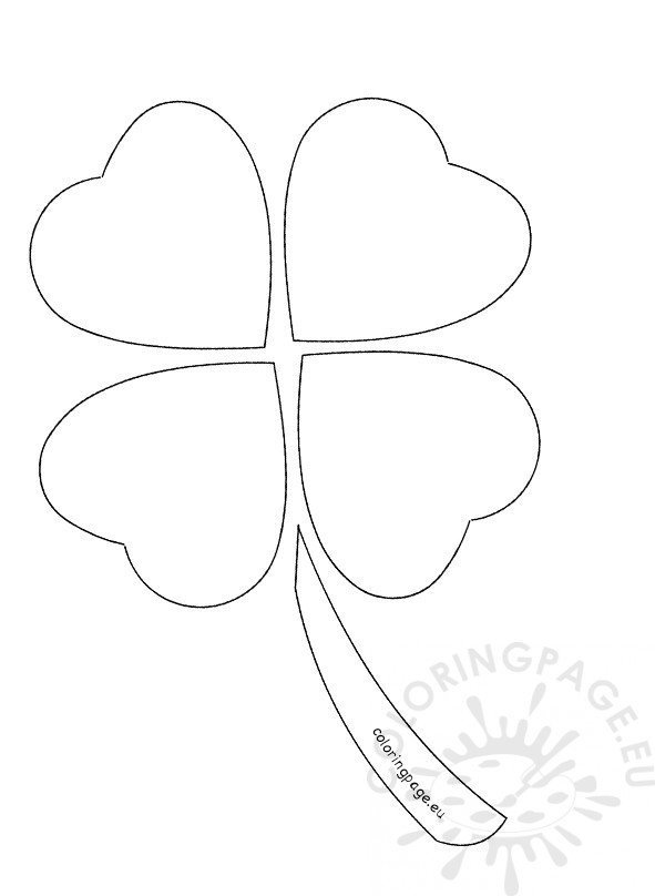 Four leaf clover outline coloring page