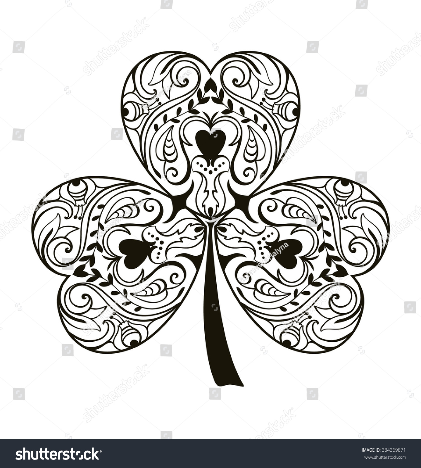 Leaf clover three leaves decorated floral stock vector royalty free