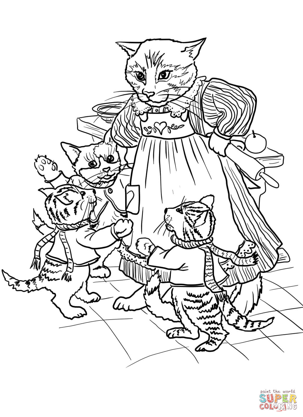 Little kittens have lost their mittens coloring page free printable coloring pages