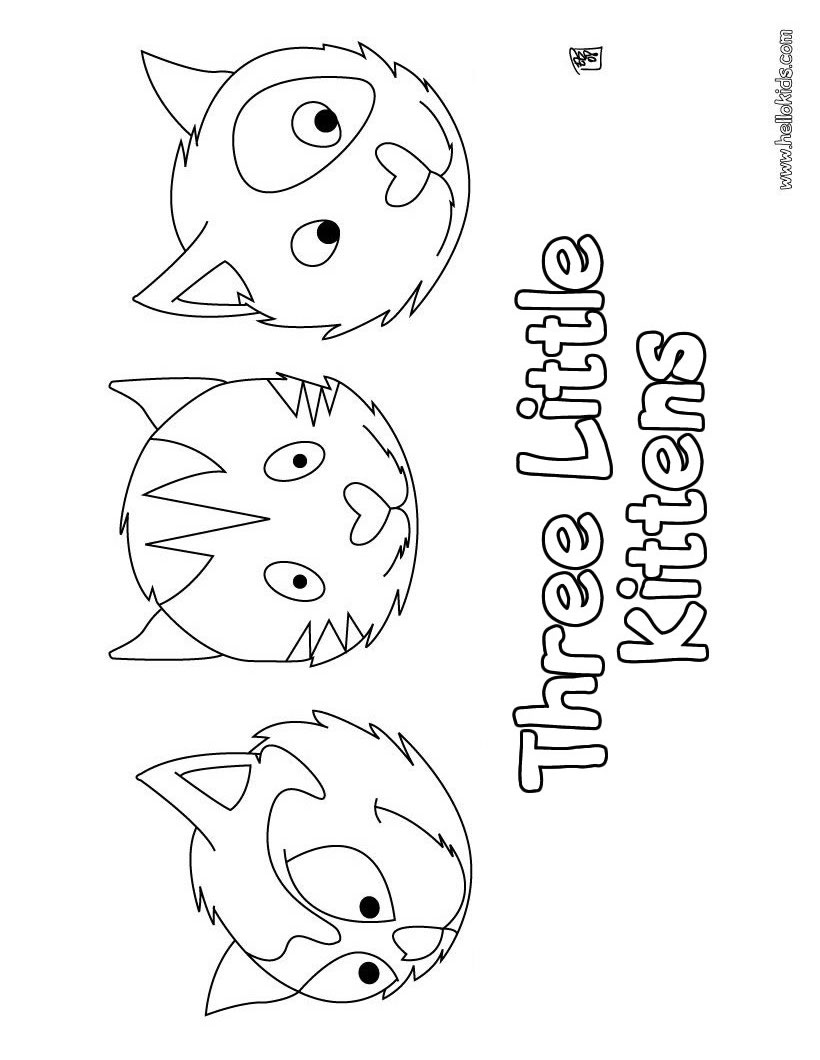 Three little kittens coloring pages