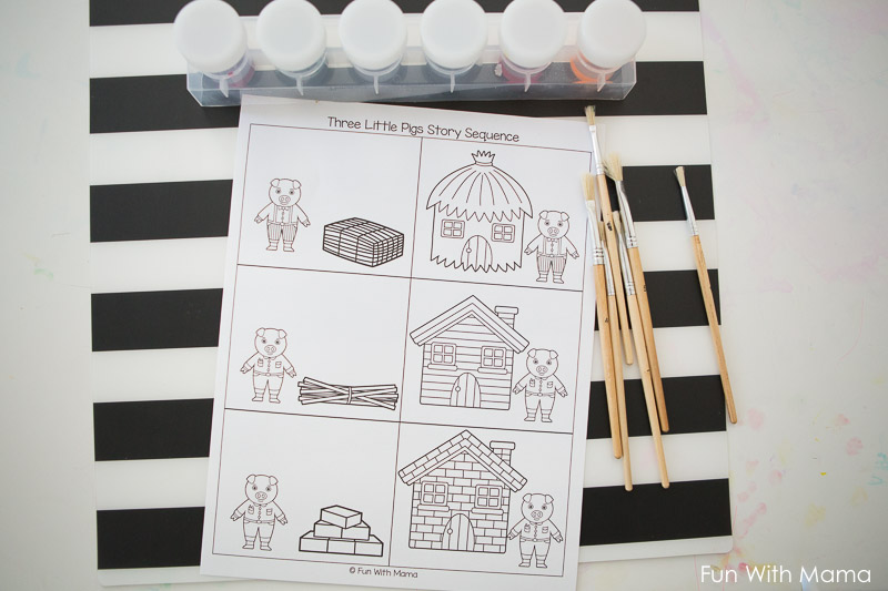 Little pigs craft sequencing coloring pages