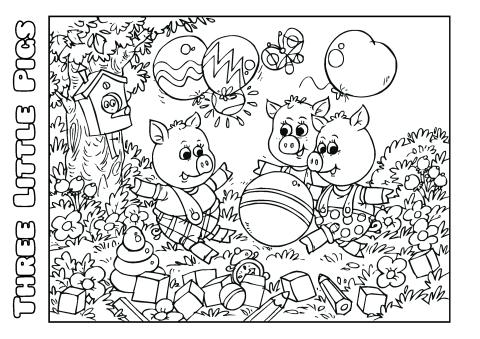 Three little pigs coloring book template how to design a three little pigs coloring book