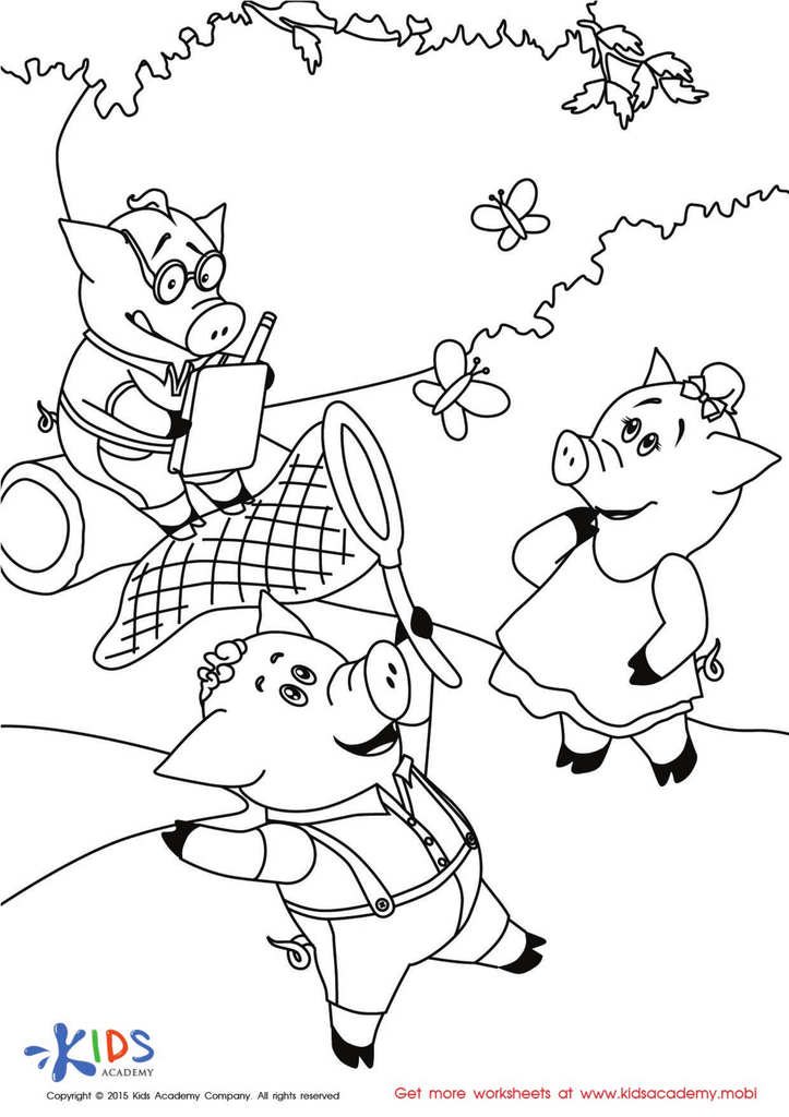 Preschool three little pigs coloring pages pdf worksheets