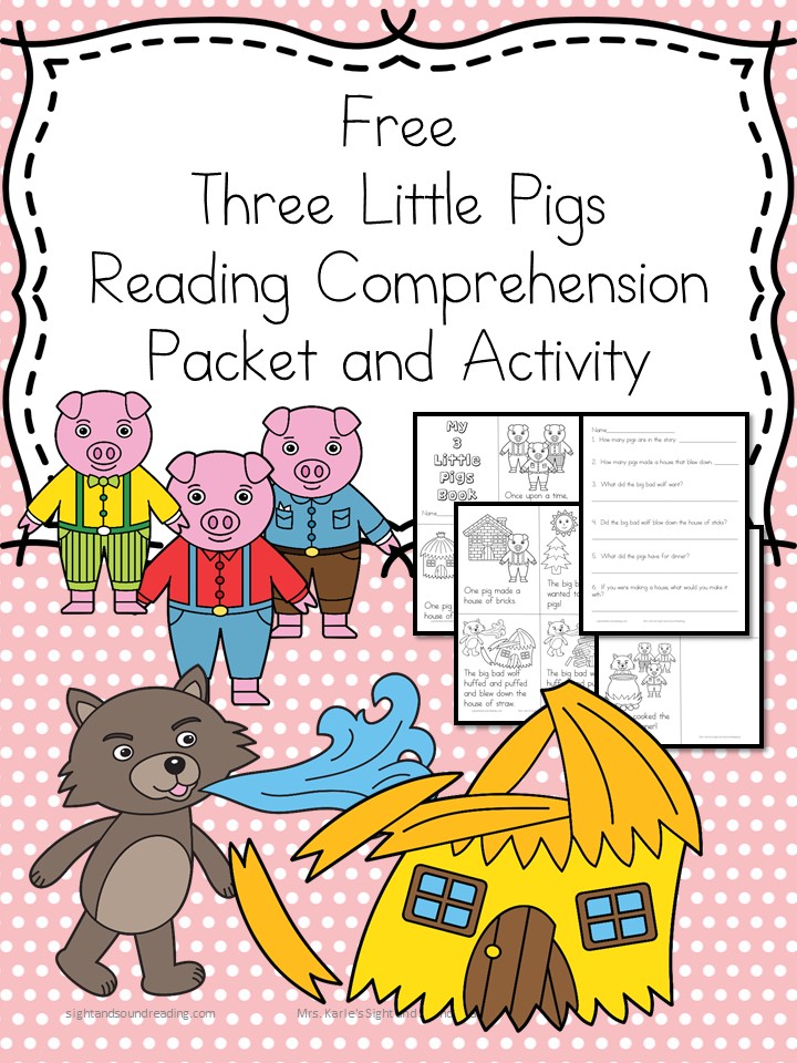 Free three little pigs reading prehension and activity pack