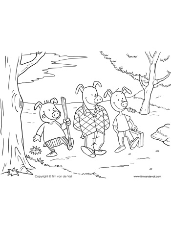 Three little pigs coloring pages â tims printables