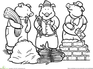 Color the three little pigs worksheet education three little pigs three little pigs story coloring pages