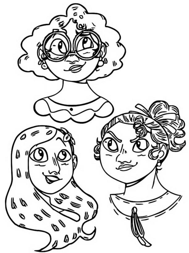 Coloring page encanto the three sisters