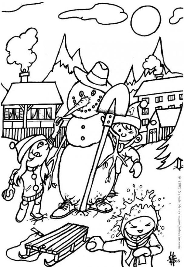 Coloring page snowman