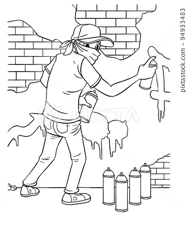 Graffiti artist coloring page for kids