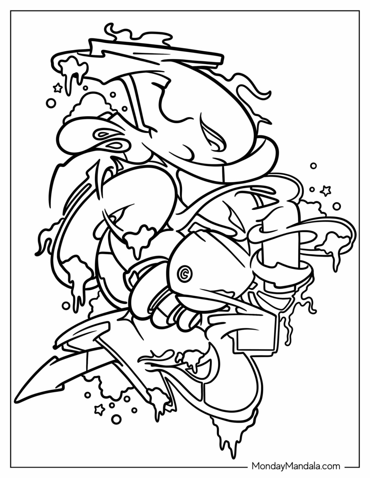 Graffiti coloring pages free pdf printables