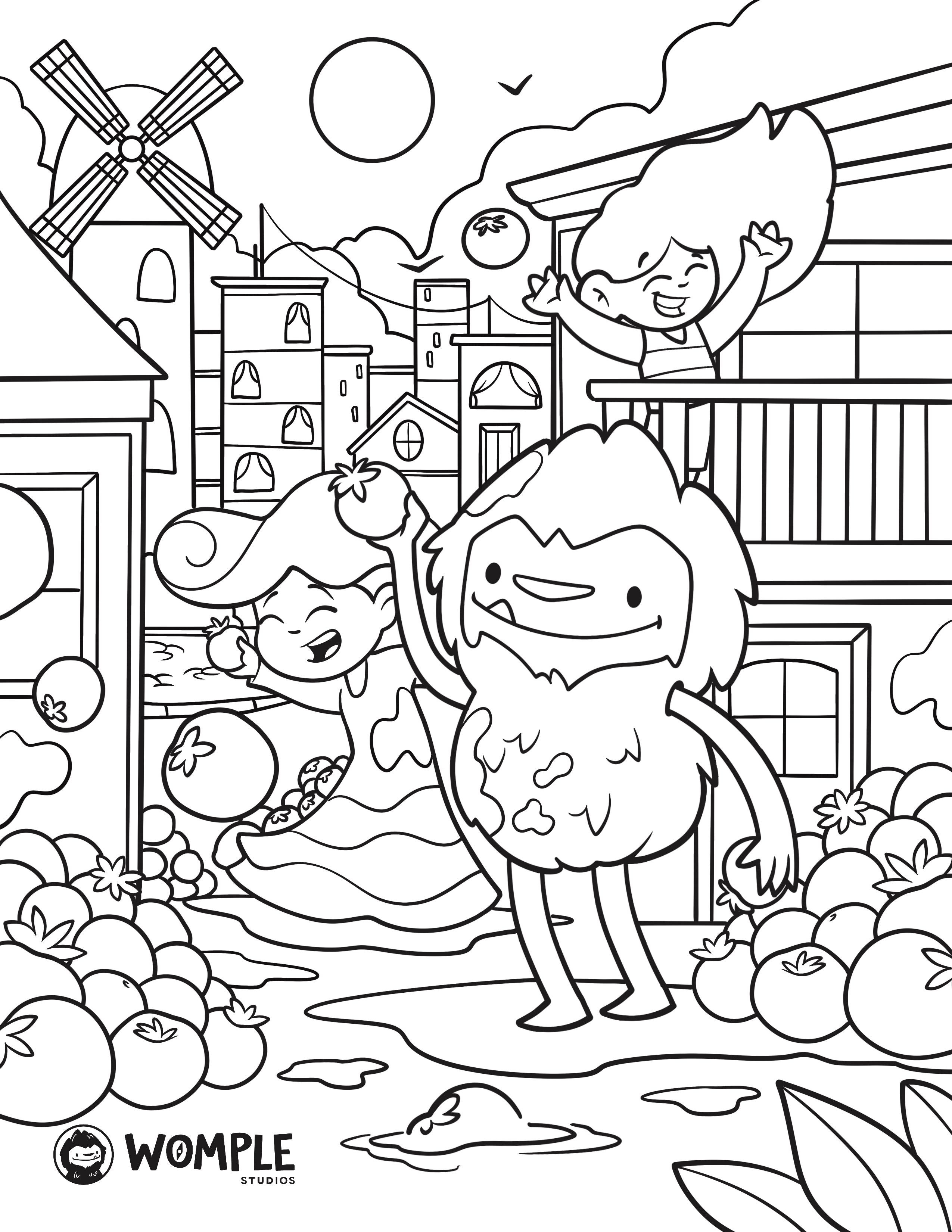 Womple studios la tomatina festival coloring page