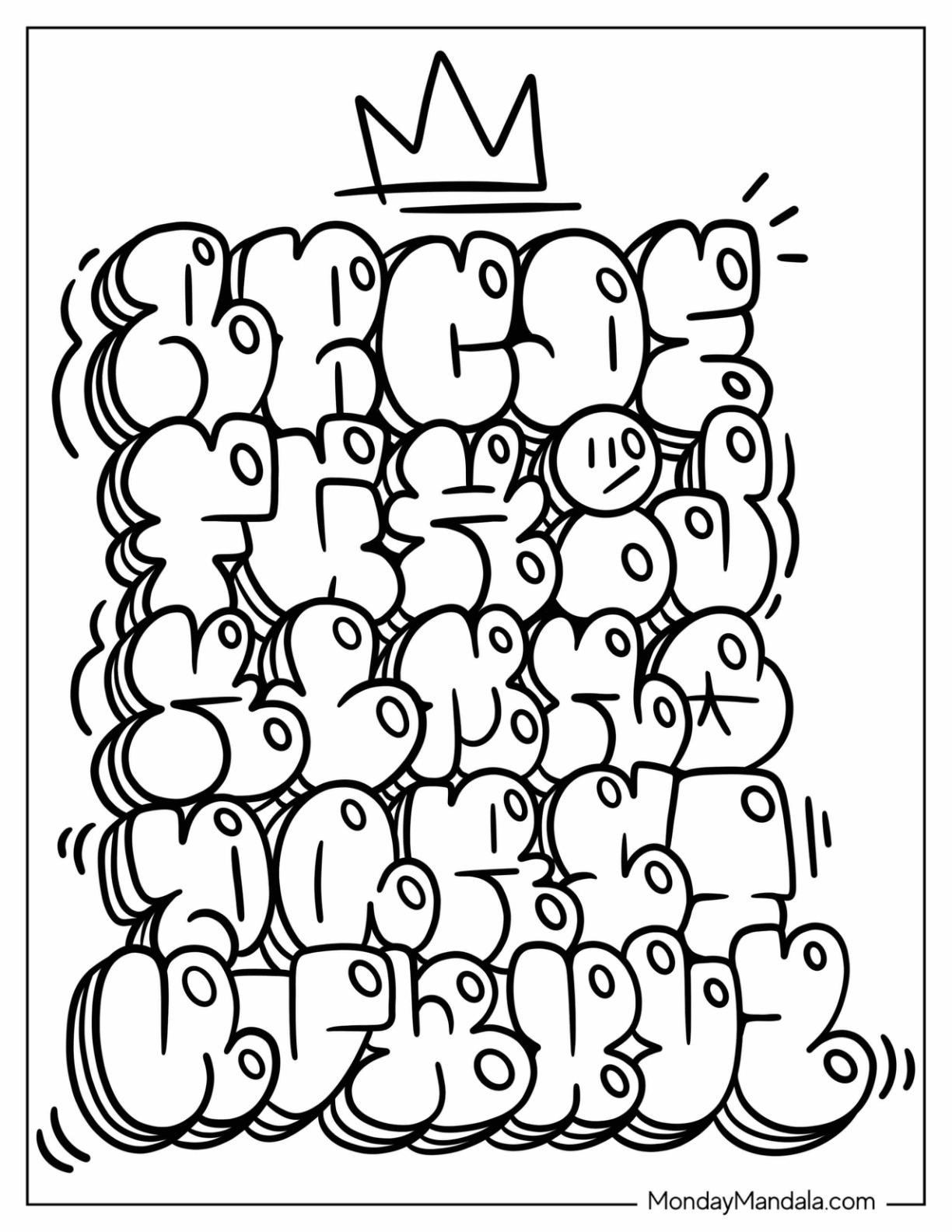 Graffiti coloring pages free pdf printables